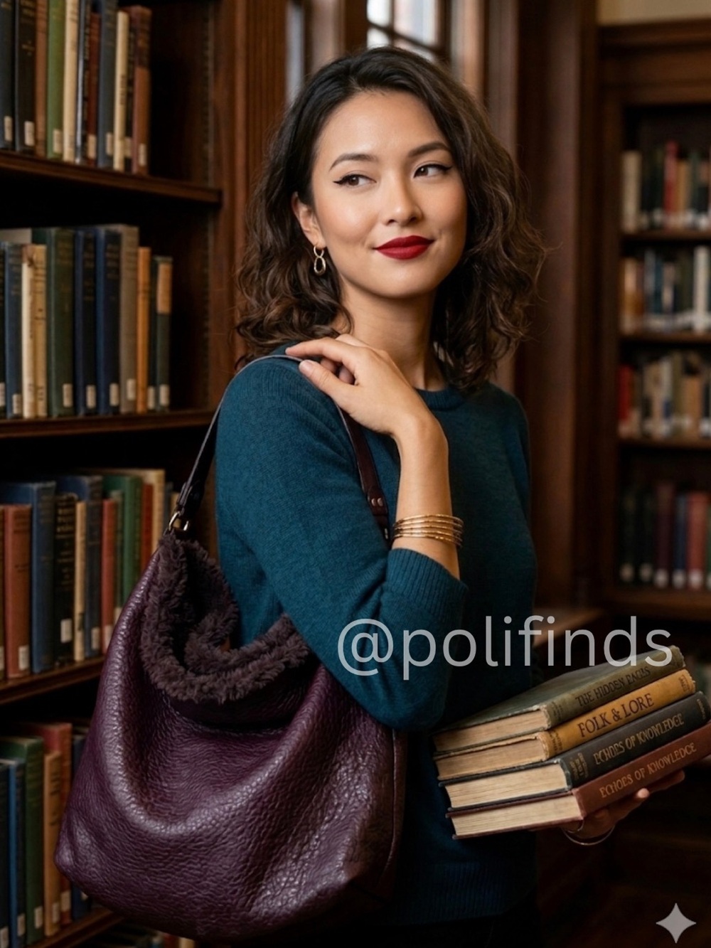 *no BRAND Burgundy Reversible Faux Fur Lined Slouchy Women’s Tote